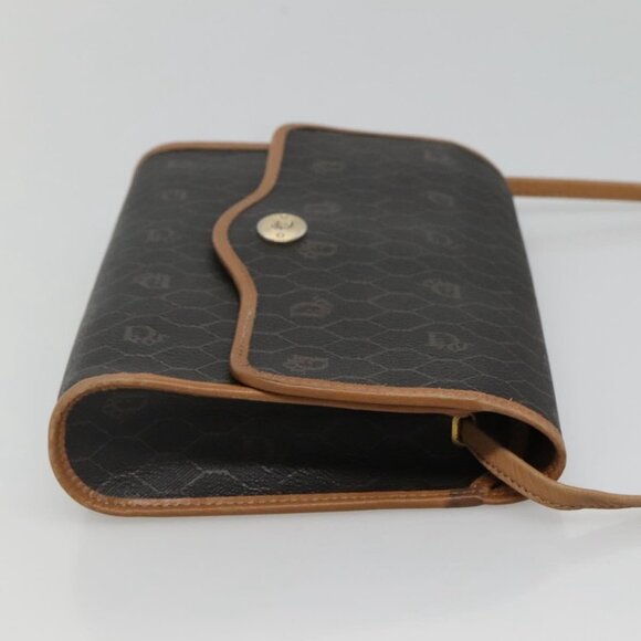 Christian Dior Honeycomb Canvas Shoulder Bag PVC Black Gold Auth sw452 - Picture 5 of 16